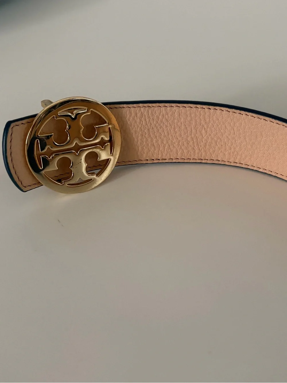 Tory Burch Reversible Leather Buckle Gold Belt